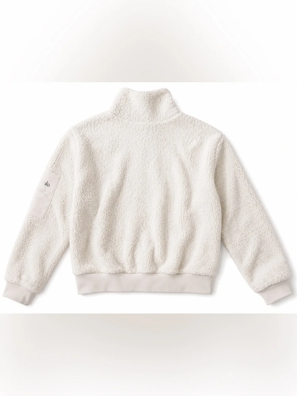 ALO Yoga Micro Sherpa Solstice Coverup Quarter-Zip Creamy Ivory Size Small